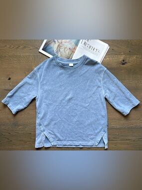 Poetry Hemp / Cotton 3/4 Sleeves Crewneck Top In Denim Blue Size 10